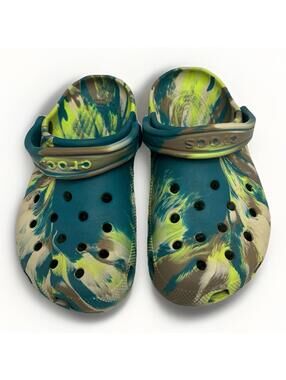Juniors/kids Crocs Classic Clogs Blue And Green Marbled Size 6